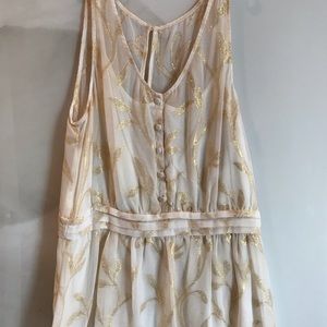 Peplum ivory and gold tank blouse